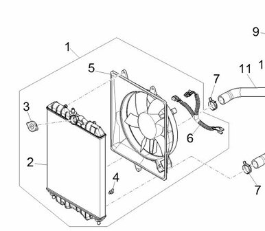 Radiateur + Fan compleet Porter Multitech 1.3 E5 2010-2020