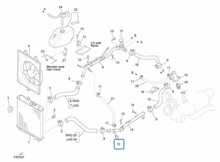 Schroefplug in onderste koelbuis Daihatsu / Porter 1.3