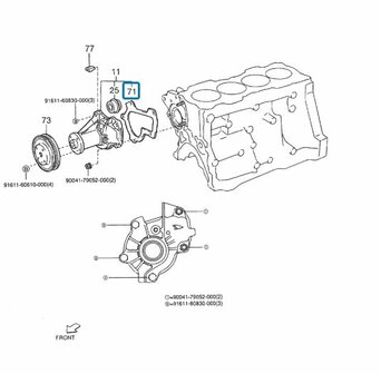 Pakking waterpomp Daihatsu / Porter 1.3