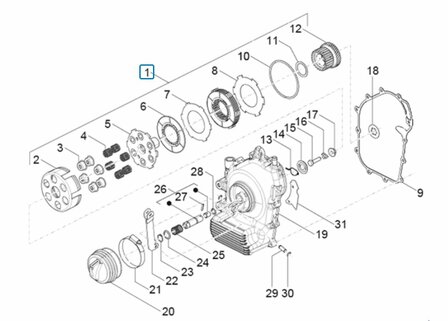 Clutch complete Ape Classic E2 400cc. Diesel