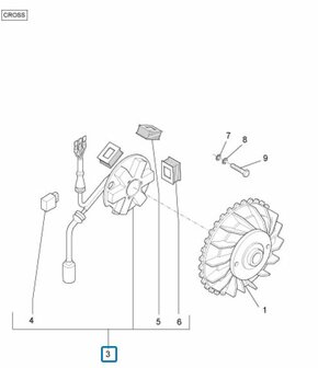 Stator / Dynamo Ape50 Cross - 3-draads - AKTIE