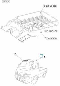 Dakgootlijst Daihatsu / Porter Pick-up - Links