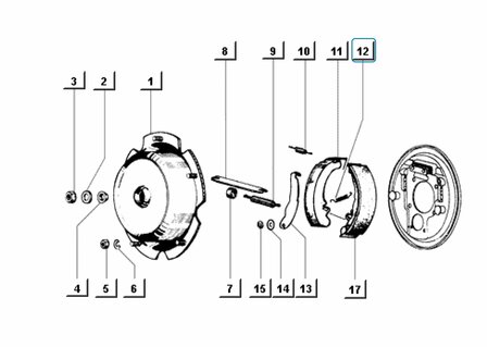 Tension spring rear brake shoes Ape50 - P50