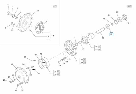 Rear wheel axle bearing Ape50