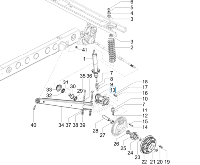 Rear wheel hub - housing Ape50 EU4 - Right