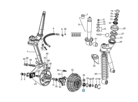 Voorwiellager Calessino 200 EU2 + EU4 + Ape Classic 400 E4