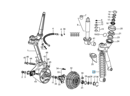 Coil spring - shock absorber front wheel  Ape Classic Diesel