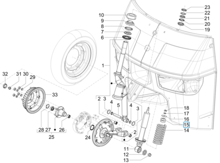 Rubber ring on shock absorber Ape 50 + Ape Classic + ApeTM + Calessino Diesel