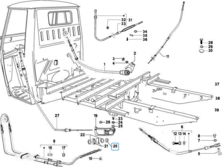 Secure clip for gear selector cable Calessino Diesel