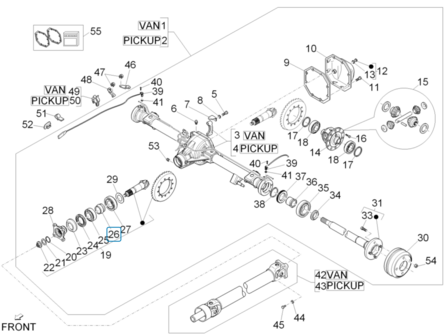 Spacer bushing pignon axle Daihatsu Petrol and Diesel