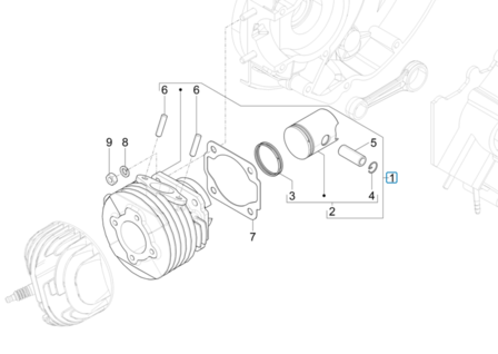 Cilinder en zuigerset Ape50 EU4 - 50cc  +2018