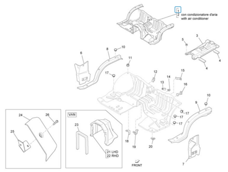 Bodemplaat - reparatiedeel in cabine Porter Update 1.3i - Pick-up + VAN