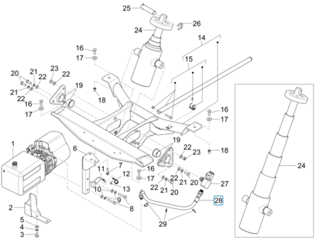 Hydrauliekslang pomp - hefcilinder kiepbak Porter NP6 1.5 - Dubbelucht