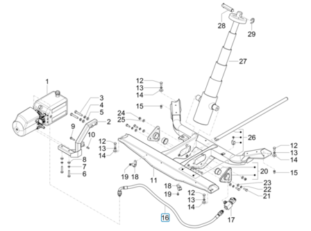 Hydrauliekslang pomp - hefcilinder kiepbak Porter NP6 1.5 - Enkellucht