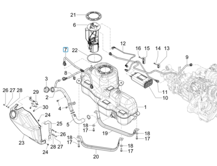 Recirculatieleiding brandstofdamp - brandstoftank Porter NP6 1.5