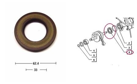 Krukas keerring ApeTM + Vespacar P2 + Apecar P501-P601 - Koppelingszijde - AKTIE