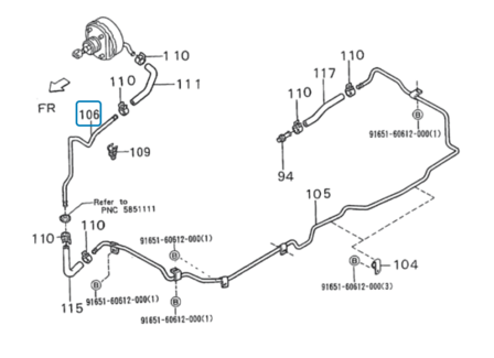 Vacuum line - brake booster Daihatsu / Porter Petrol and Diesel