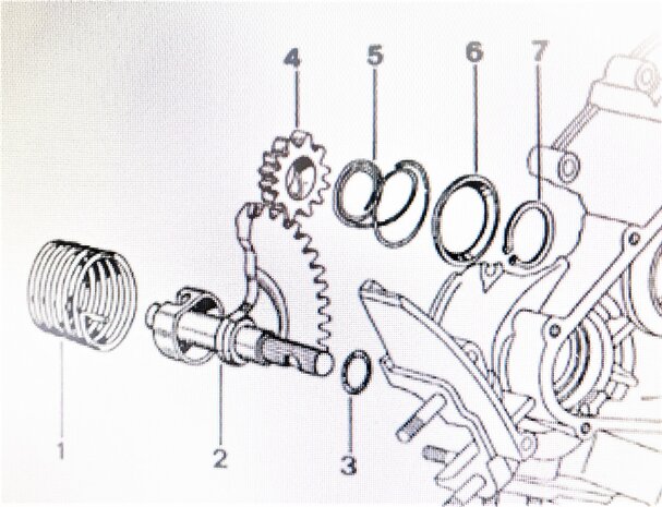 Sector pull-start mechanism Ape P50