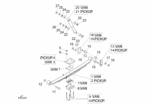 U-Beugel bladveer pakket Daihatsu / Porter - VAN