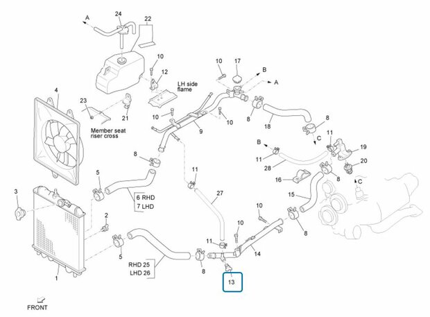 Schroefplug in onderste koelbuis Daihatsu / Porter 1.3