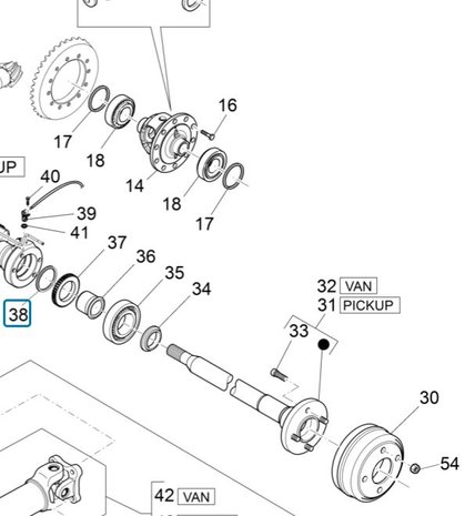 Keerring steekas / achteras Daihatsu / Porter 1.3i + Multitech 1.3 E5 - E6  + D120 1.2 Diesel - Wielzijde