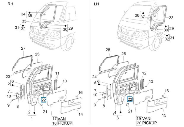 Raamstrip binnenzijde portier Daihatsu / Porter + Quargo