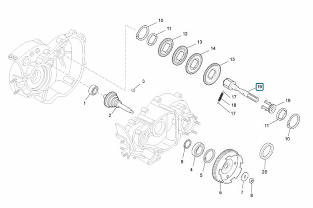 Out going axle gearbox Ape50