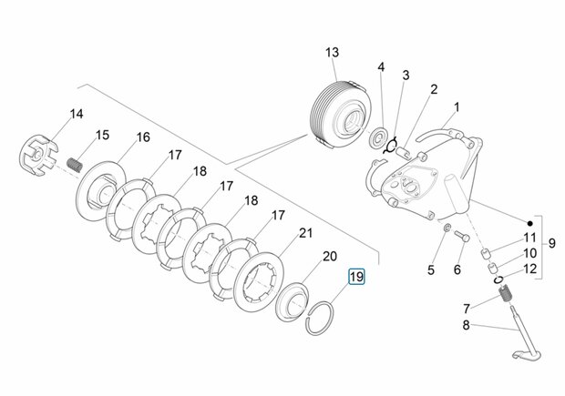 Flexible tension ring clutch Ape50 