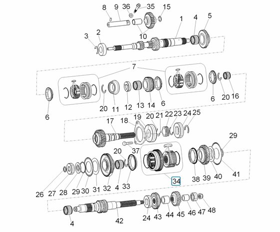 Selector lage versnellingen op schakelas Porter Multitech 1.3 E5 + E6 + D120 1.2