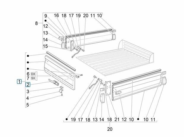 Rear load bed closure Ape50 + ApeTM