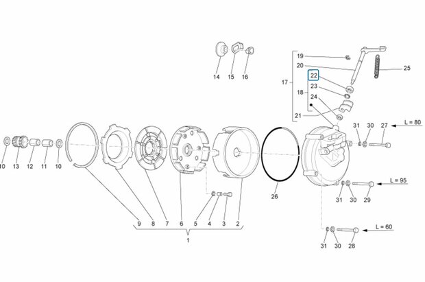 Needle bearing clutch lever ApeTM + Apecar P501-P601