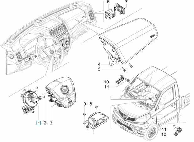 Spiraalkabel / activator airbag bestuurder Porter NP6 1.5