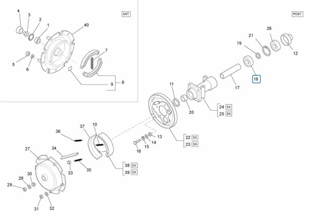 Rear wheel axle bearing Ape50