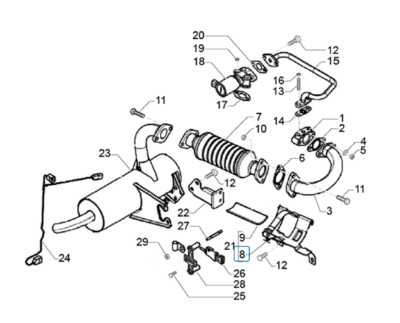 Mounting bracket catalyst - particulate filter Ape Classic 400 E2 Diesel