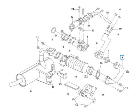 Exhaust bend on particulate filter Ape Classic 400 E4 Diesel