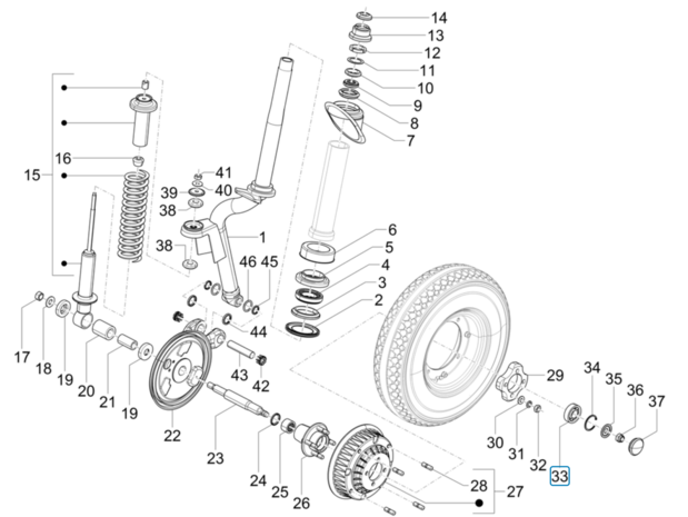 Front wheel bearing Calessino 200 EU2 + EU4 + Ape Classic 400 E4