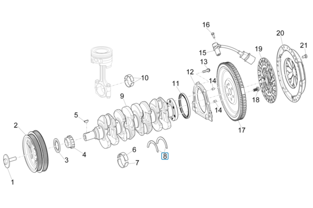 Crankshaft bearing lock / retaining ring - cranckshaft bearings Porter Multitech 1.3 E6 + Porter NP6 1.5