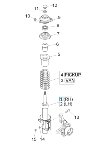 Schokdemper Porter Multitech 1.3 E5 + E6  - Voorzijde - Rechts - AKTIE