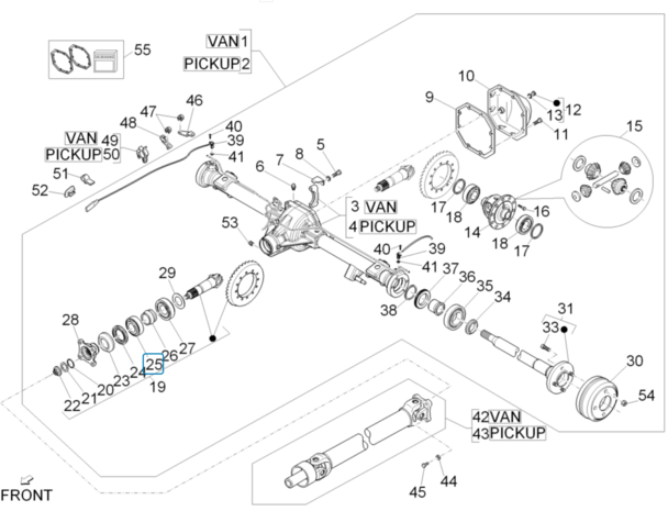 Conisch lager pignonas nr.2 Daihatsu / Porter Benzine en Diesel