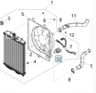 Weerstand - koelvin radiateur Porter Multitech 1.3 E5 + E6 + Diesel 1.2 + 1.4 - imitatie