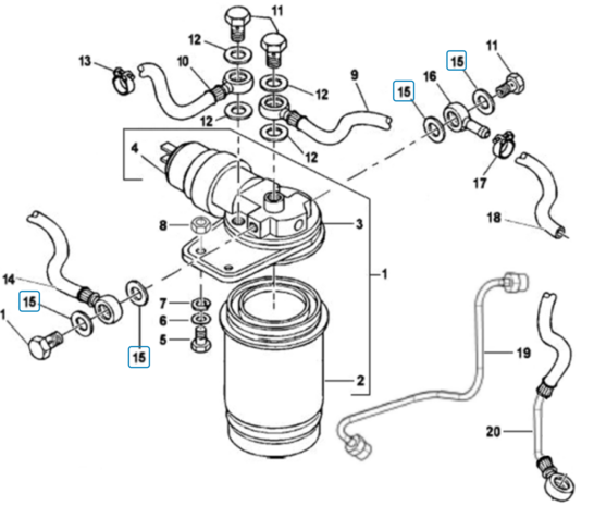 Koperen dichtring om banjobout brandstofslang Ape Classic 400 E2 + E4 Diesel