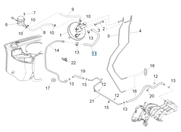  Rubber vacuum hose - brake booster Daihatsu / Porter Petrol and Diesel