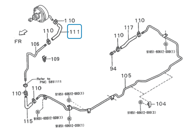  Rubber vacuum hose - brake booster Daihatsu / Porter Petrol and Diesel